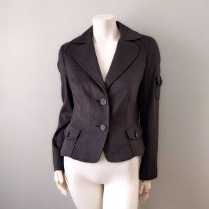 AKRIS PUNTO Gray Green Angora Wool Army Blazer S